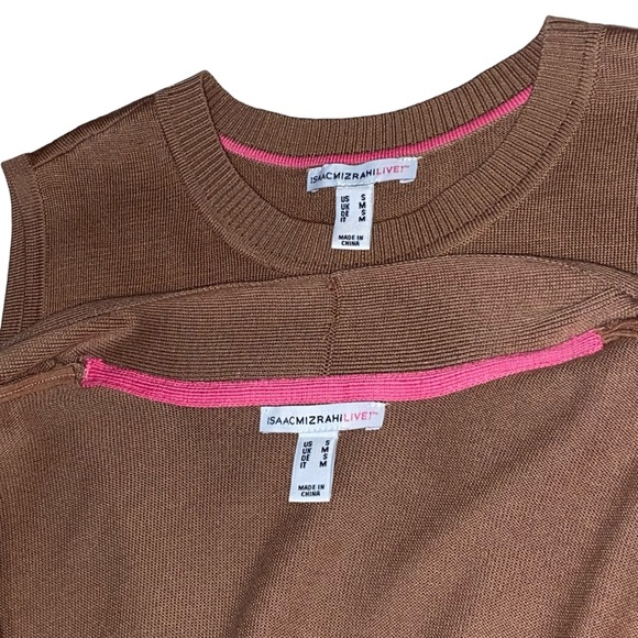 Isaac Mizrahi Brown Open Cardigan Sweater Sleeveless Top - Women’s Small 2PC - Picture 15 of 16
